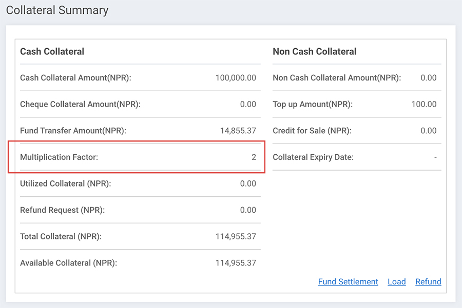 Collateral Summary in TMS