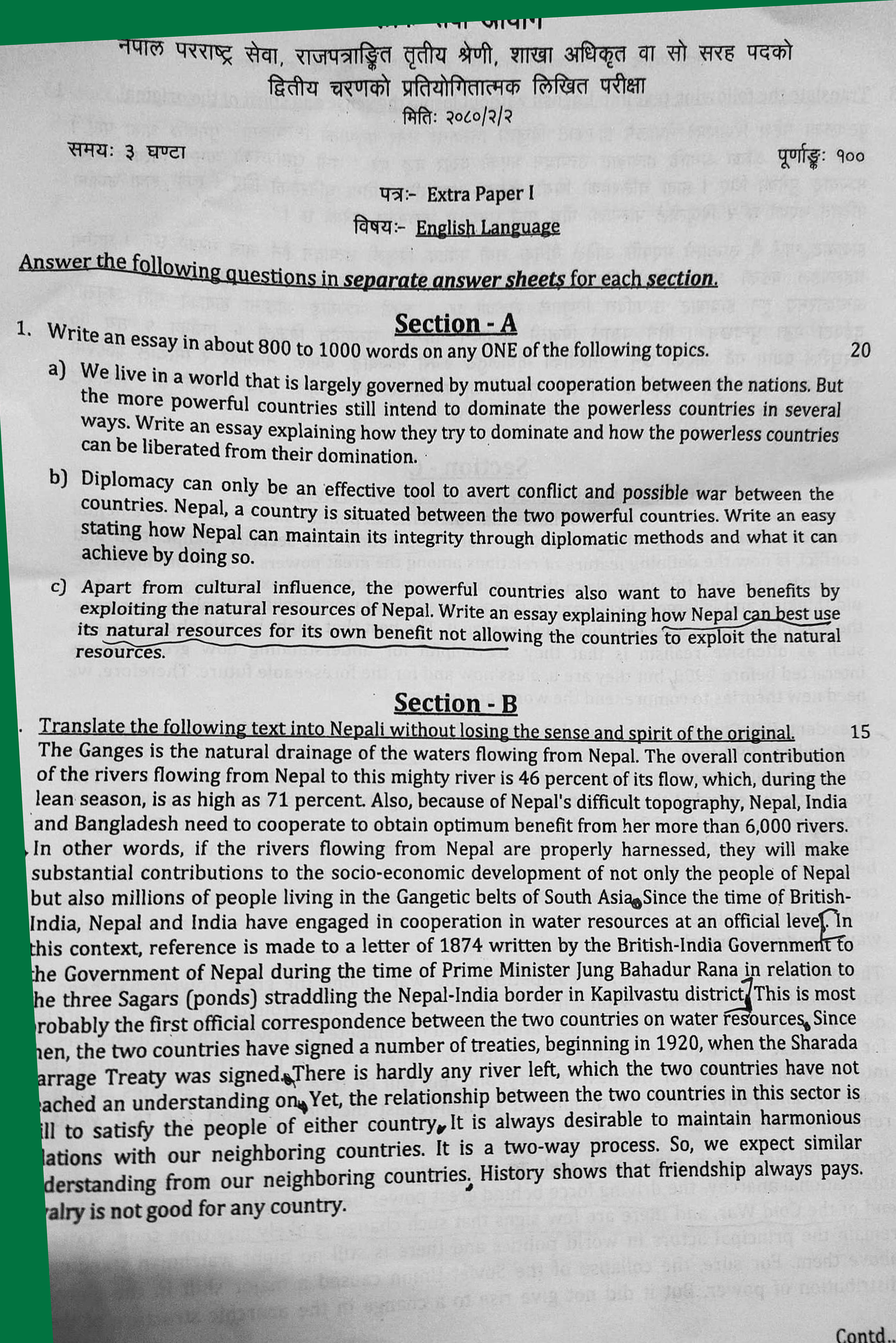 MoFA Section Officer Old Question – Year 2080 - Page 11